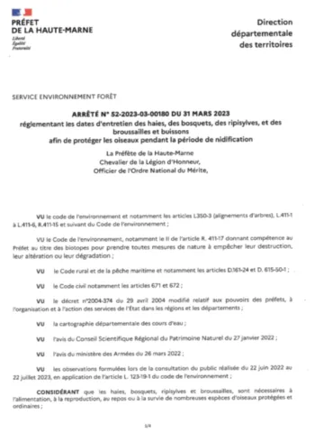 arrêté préfectoral haies